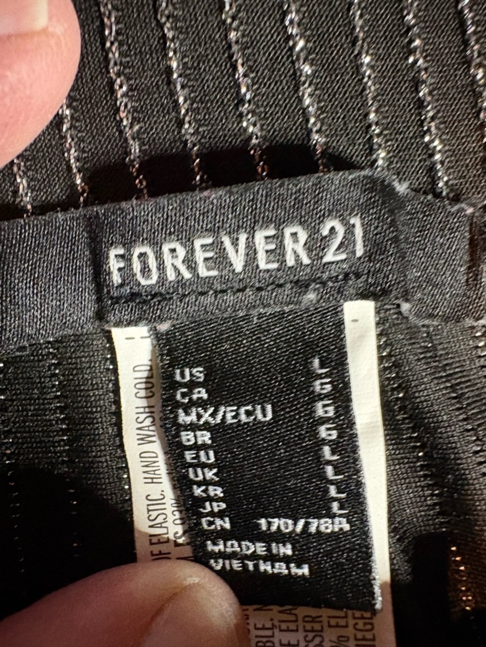 Forever 21 Black Ribbed Top with Silver Metallic Stripes
